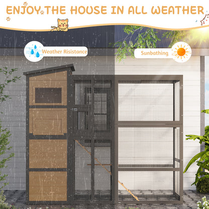 YODOLLA Large Spacious Cat Cage With Weatherproof Roof, Coffee