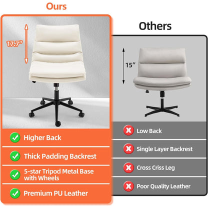 YODOLLA Office Chairs Swivel Desk Chair, PU Leather White