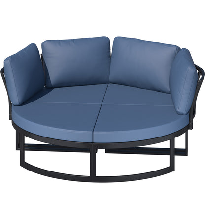 YODOLLA Patio Furniture Outdoor Daybed with Removable Cushions, Dark Blue