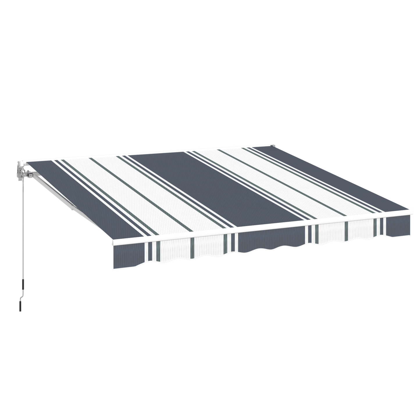 YODOLLA 10x8 retractable patio awning, blue stripes.