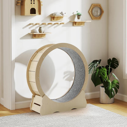 YODOLLA 43.3” Cat Exercise Running Wheel, Natural