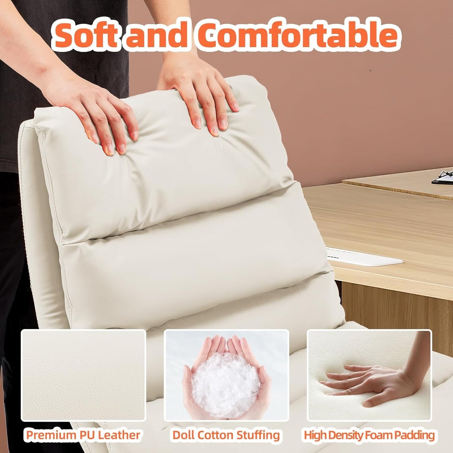 YODOLLA Office Chairs Swivel Desk Chair, PU Leather White