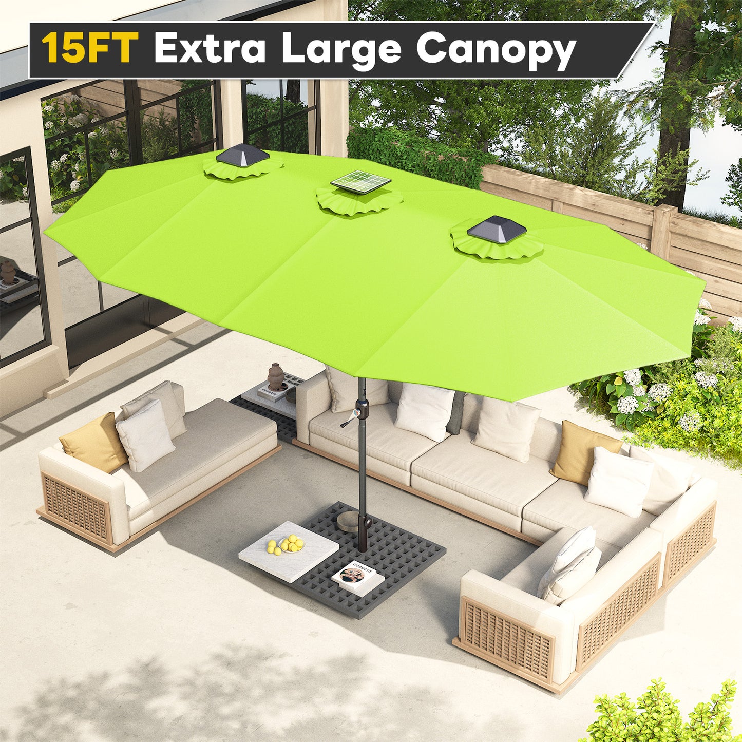 YODOLLA double sided patio umbrella for outdoor dining