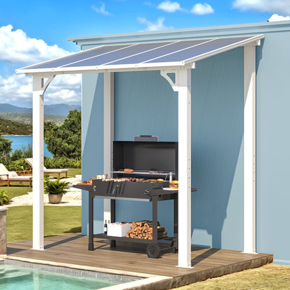 YODOLLA 8' x 5' Wall Mounted Gazebos Pergola, White