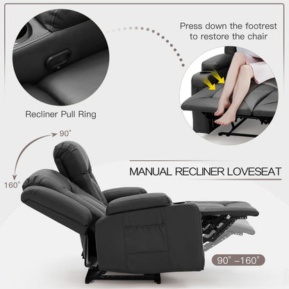 YODOLLA Double Recliner, Home Theater Seating, Black