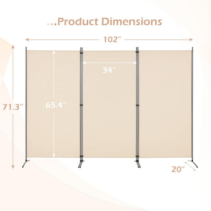 YODOLLA 6 FT Portable Office Divider Folding Privacy Screens, Beige