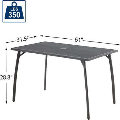 YODOLLA 51”x31” Rectangular Steel Patio Dining Table