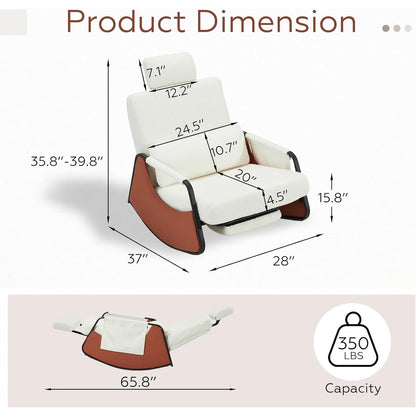 YODOLLA Rocking Chair with Retractable Footrest & Adjustable Backrest
