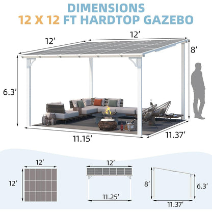 YODOLLA 12' x 12' Large Outdoor Wall Mounted Gazebos