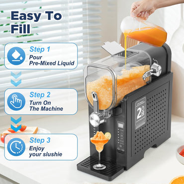YODOLLA Slushie Machine, No Ice Needed, Professional Frozen Drink Machine with Self-Cleaning Function