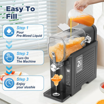 YODOLLA Slushie Machine, No Ice Needed, Professional Frozen Drink Machine with Self-Cleaning Function