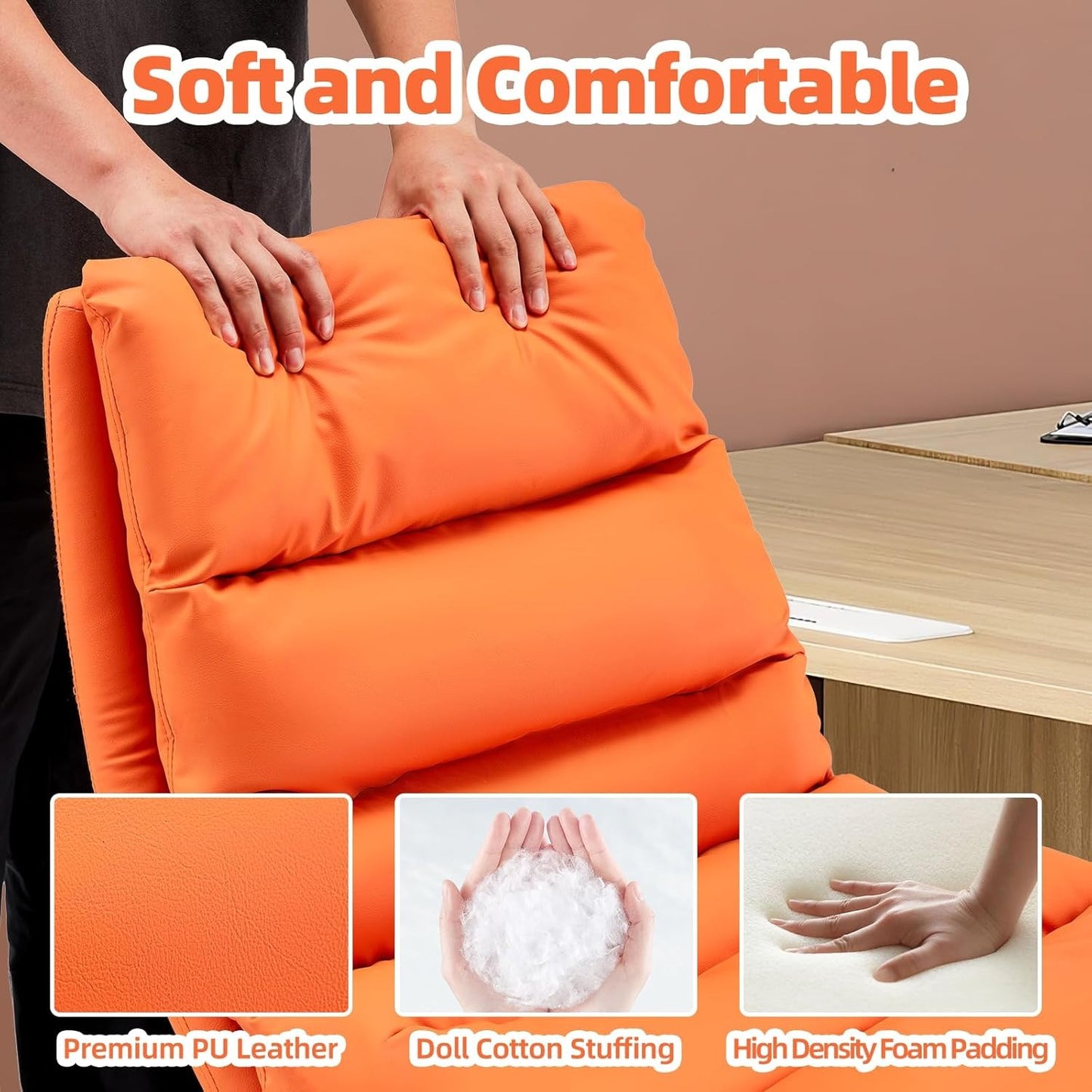 YODOLLA Office Chairs Swivel Desk Chair, PU Leather Orange