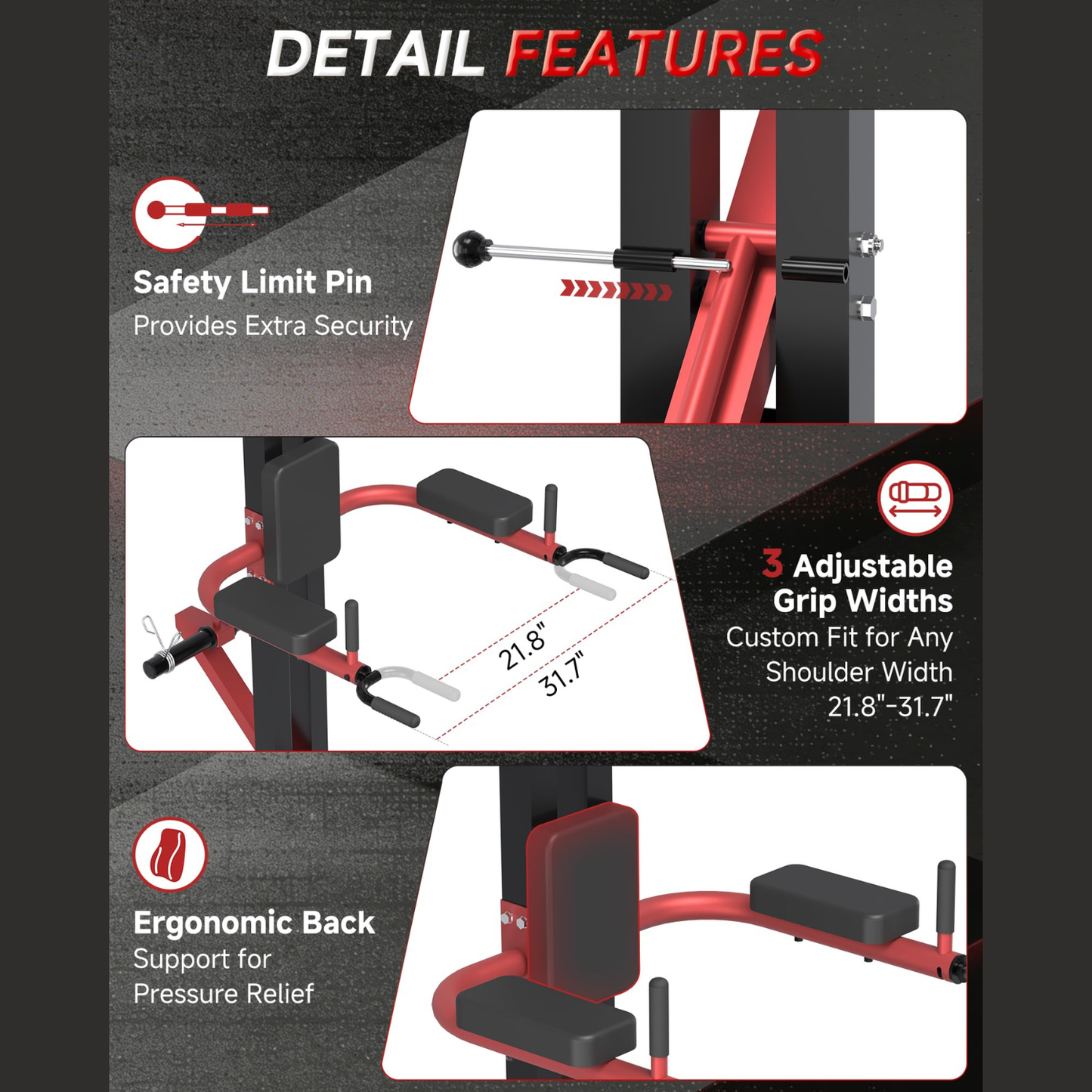 YODOLLA Power Tower Pull Up & Dip Station, Leverage Assisted Dip Machine