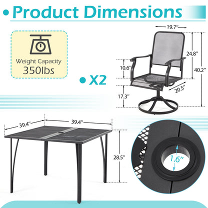 YODOLLA Outdoor Patio Rocking Dining Chairs Set of 2