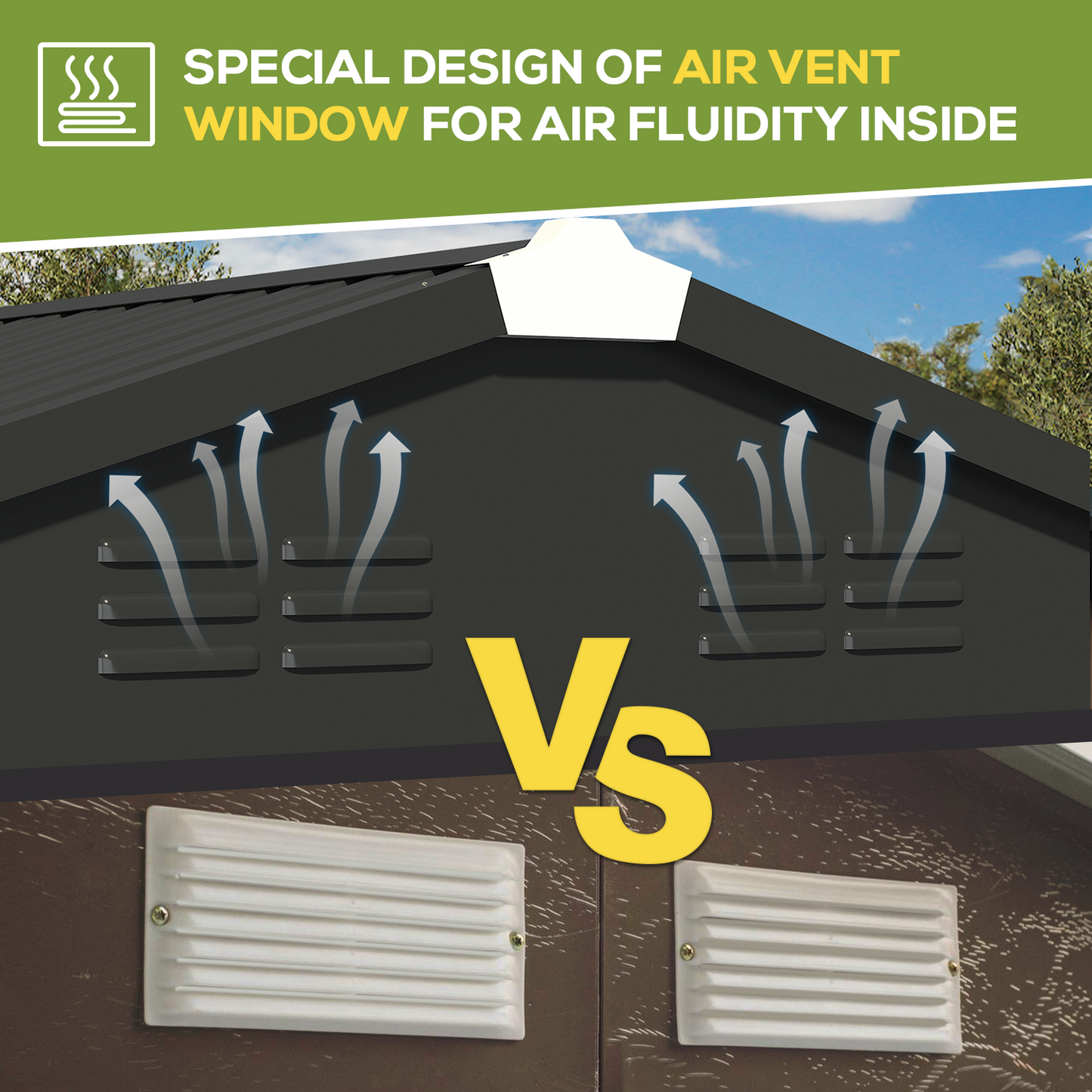 YODOLLA Shed 8' x 10' Outdoor Storage Metal Shed, Black