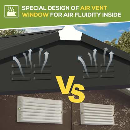 YODOLLA Shed 8' x 10' Outdoor Storage Metal Shed, Black