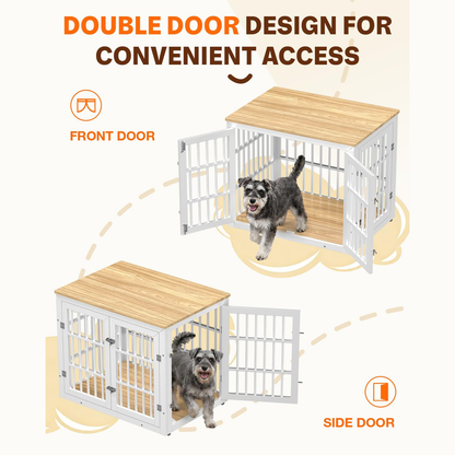 YODOLLA 38'' Dog Crate Furniture for Large Dogs, White