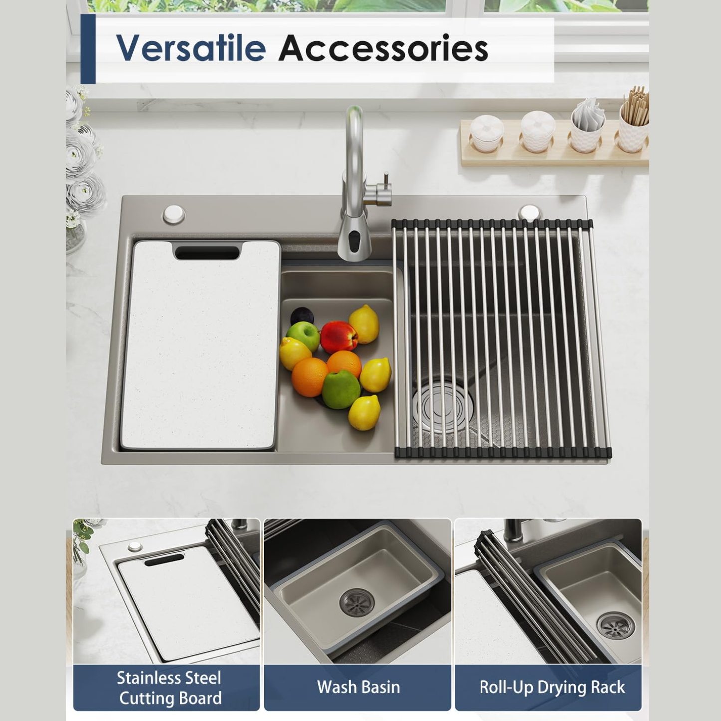 YODOLLA 33x22 Inch Drop-in/Topmount Kitchen Sink