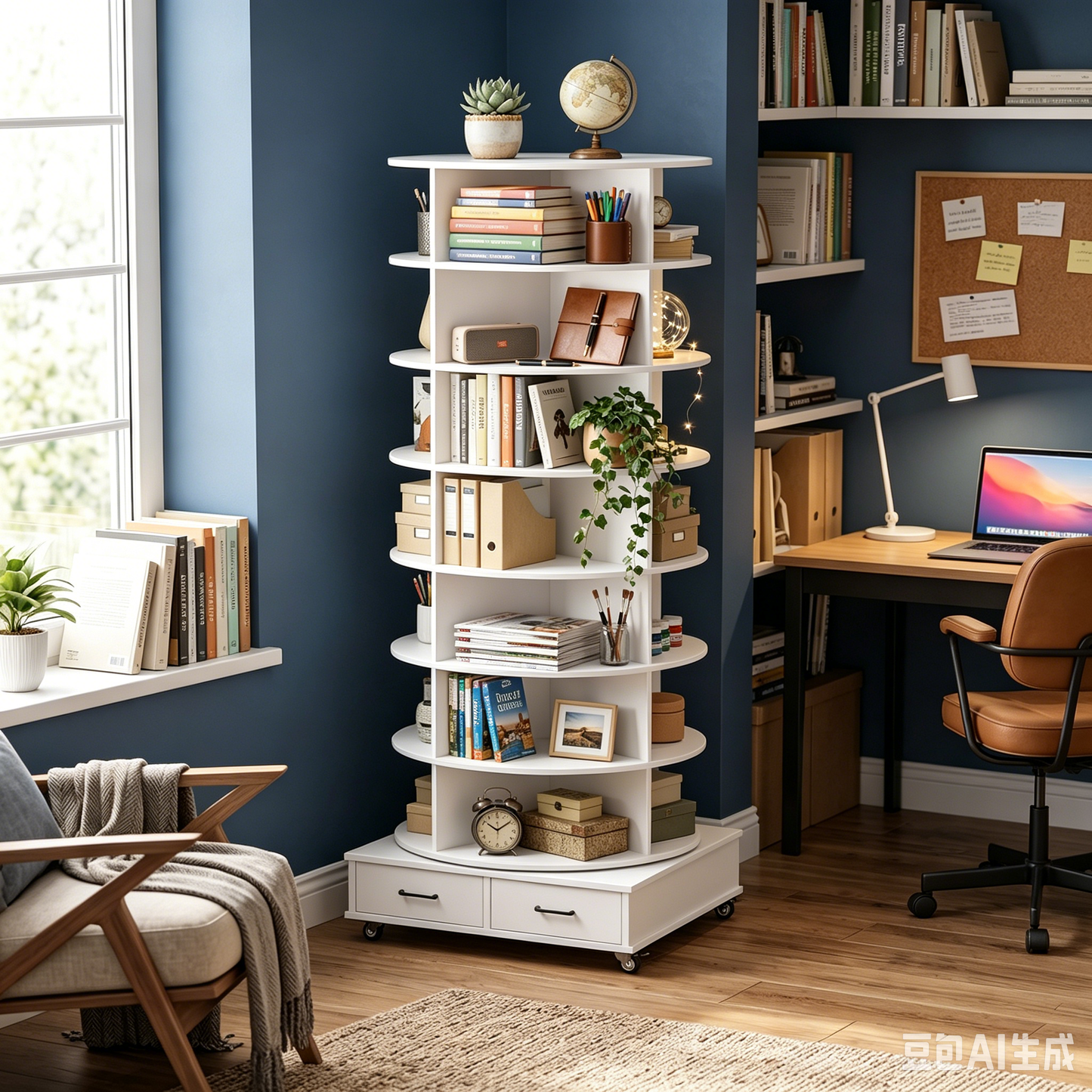 YODOLLA 8 Tier Rotating Shoe Rack Contains 2 Drawers Shoe Tower Organizer