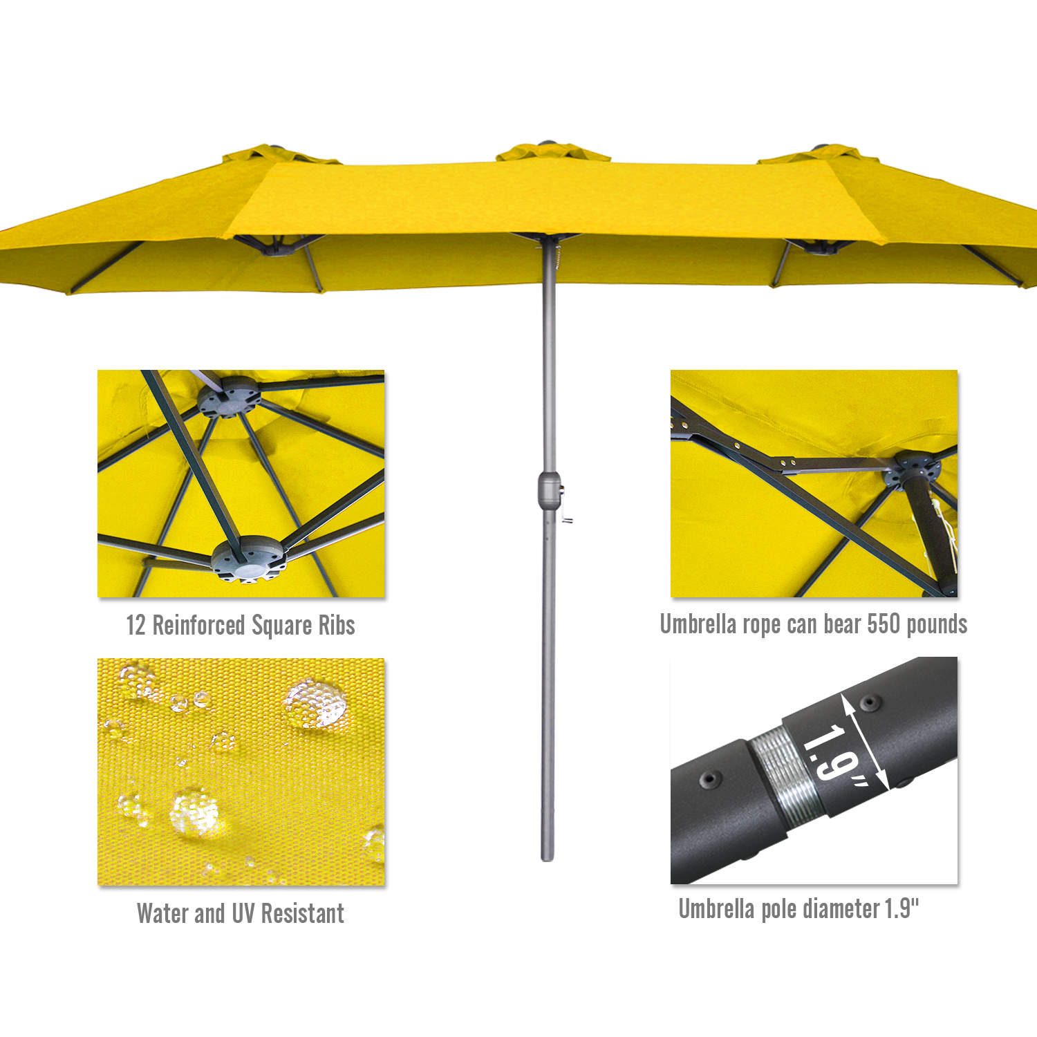 YODOLLA double-sided wind-resistant patio umbrella