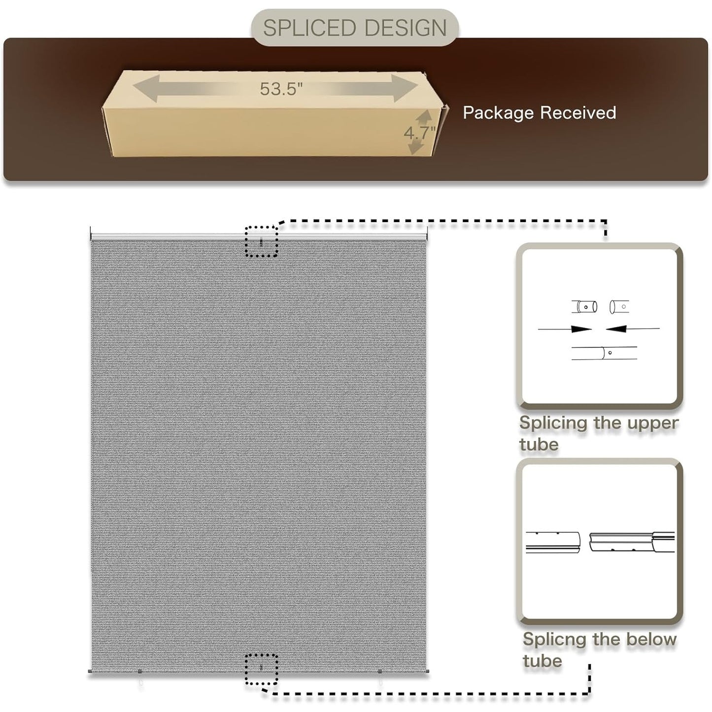 YODOLLA Outdoor Roller Shade, Sun Shade Cover Canopy with 99% UV Protection, Gray