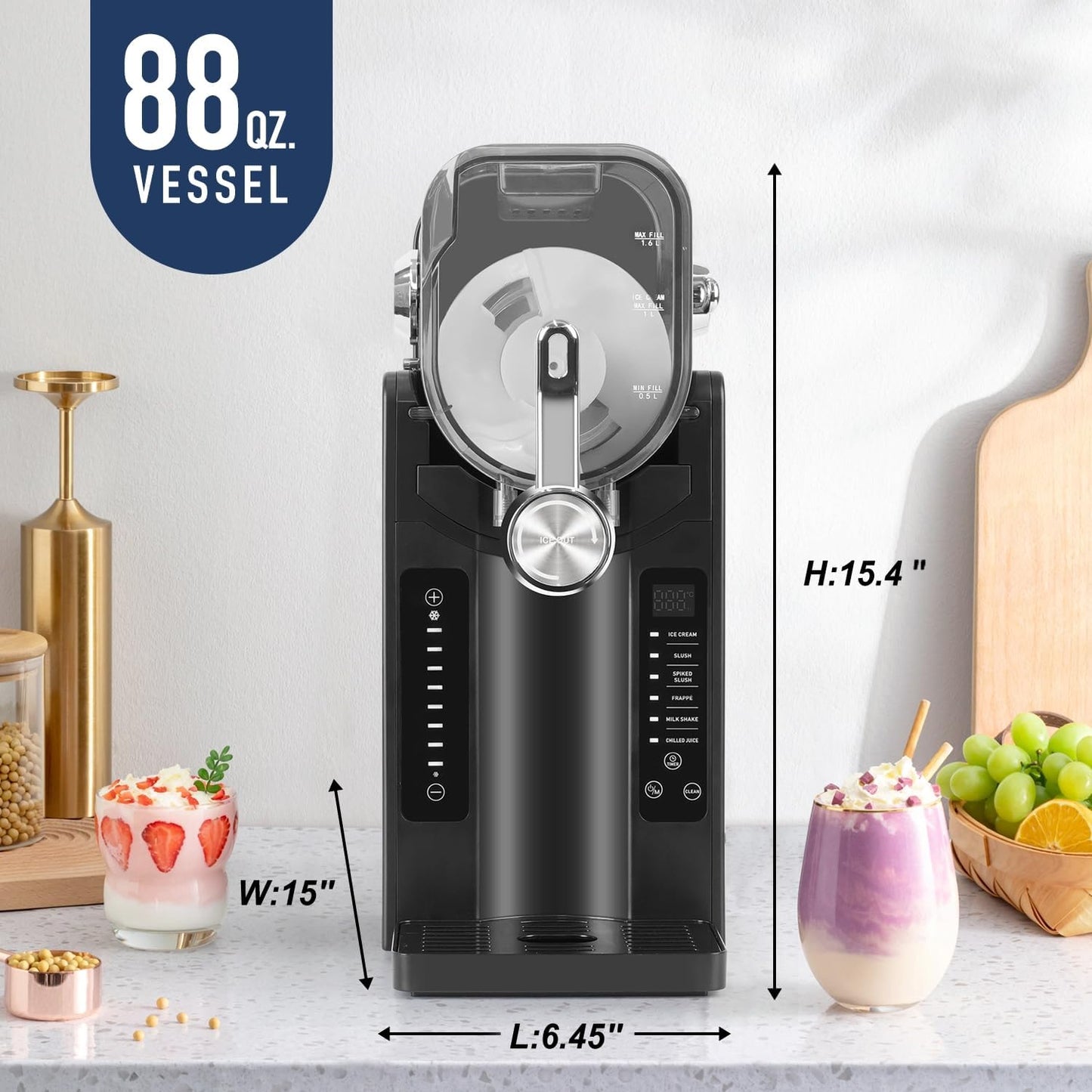 YODOLLA Slushie Machine, No Ice Needed, Professional Frozen Drink Machine with Self-Cleaning Function