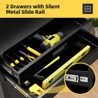 YODOLLA Rolling Tool Chest with Wheels 2 Drawers, Black