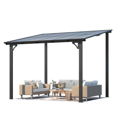 YODOLLA 10' x 8' Lean to Gazebo Pergola for Patio, Dark Grey