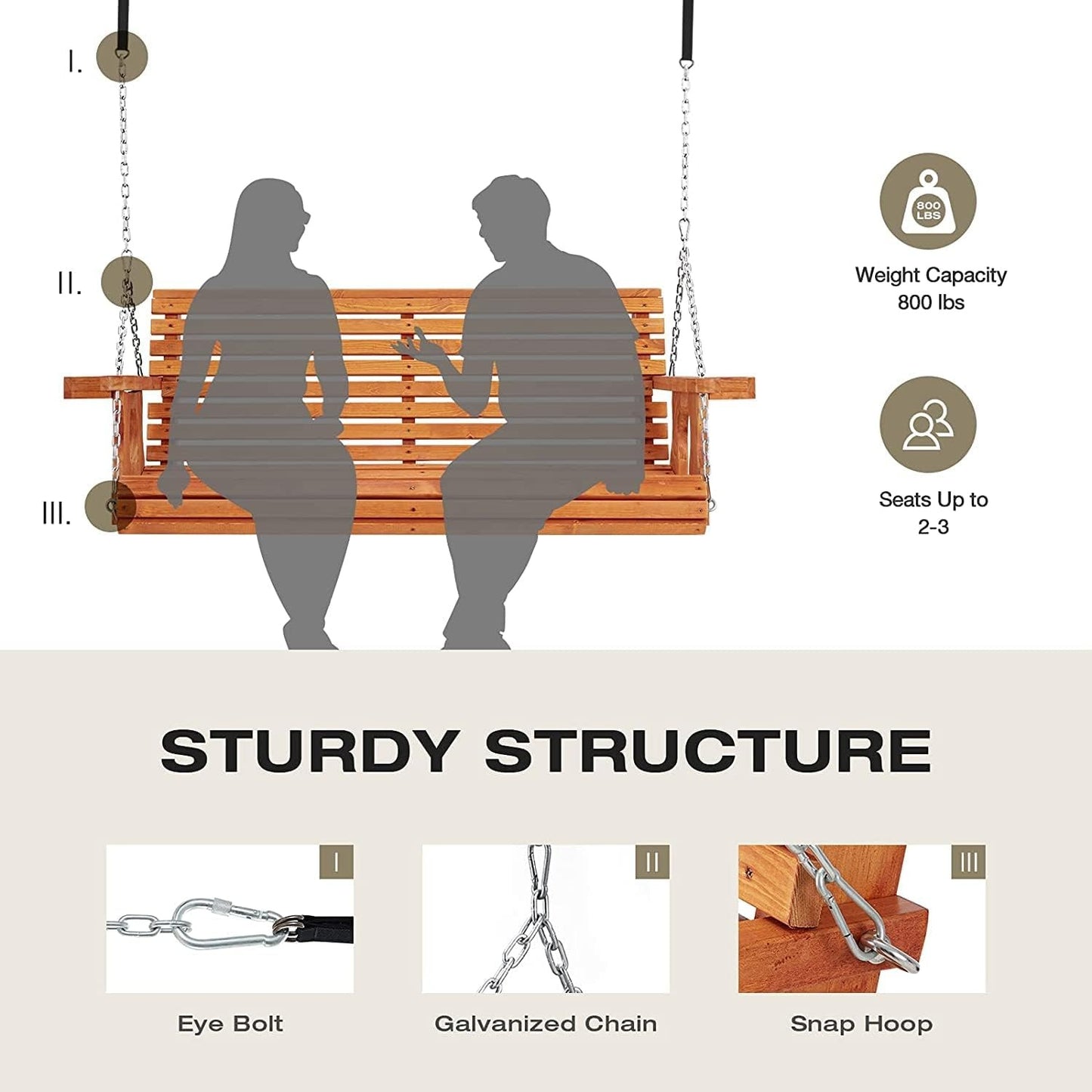 YODOLLA 3-seater outdoor swing with cushion
