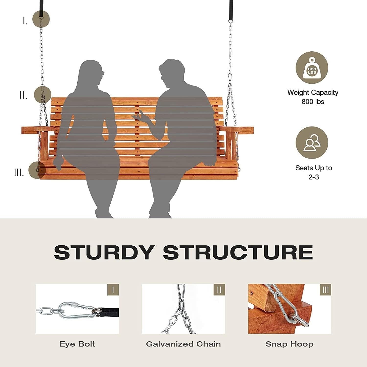 YODOLLA 3-seater outdoor swing with cushion