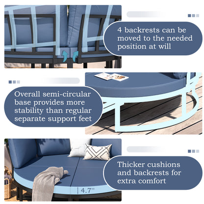 YODOLLA Patio Furniture Outdoor Daybed with Removable Cushions, Dark Blue