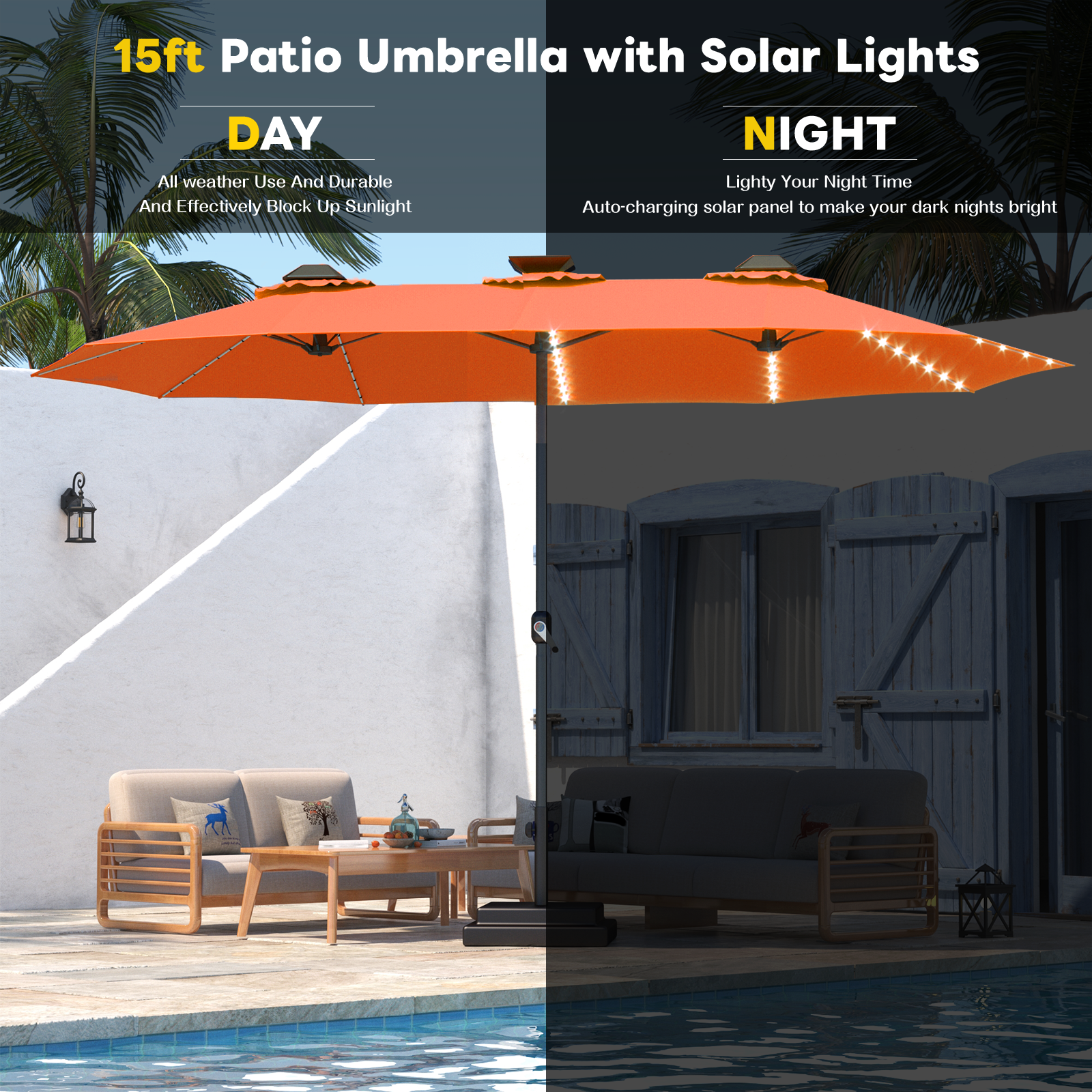 YODOLLA rectangular patio umbrella wide coverage