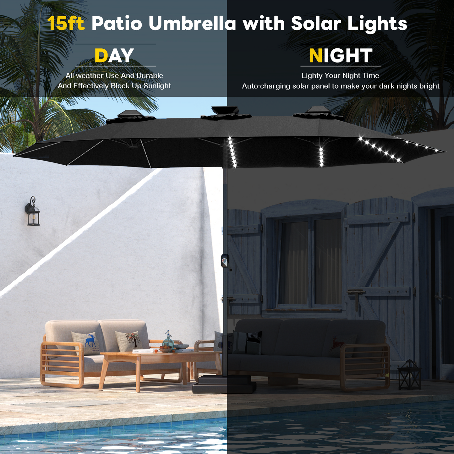 YODOLLA heavy duty patio umbrella wind resistant