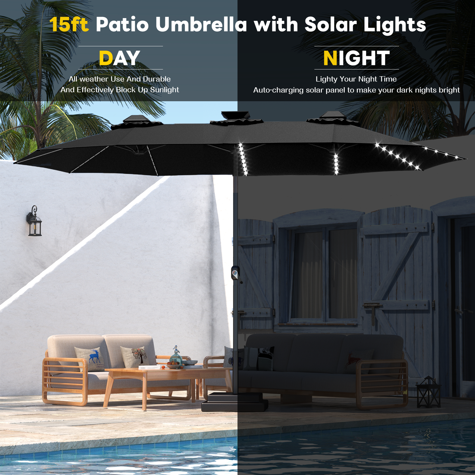 YODOLLA heavy duty patio umbrella wind resistant