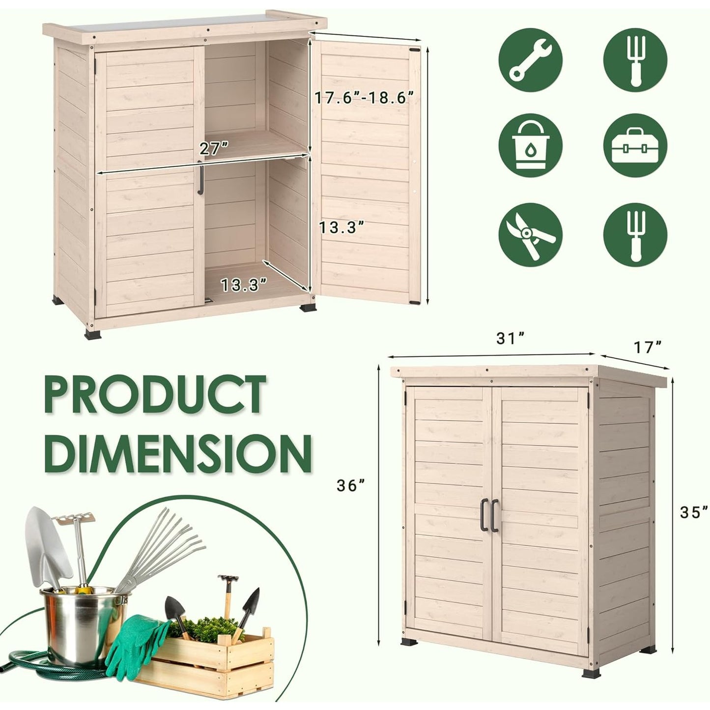 YODOLLA Outdoor Work Bench Storage Cabinet, Beige