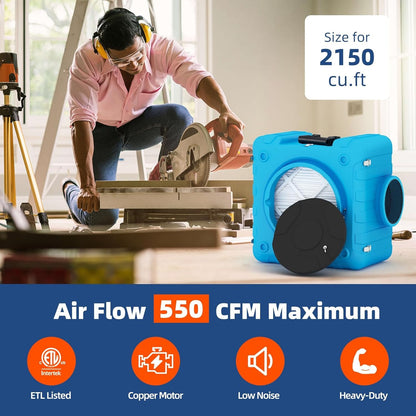 YODOLLA 800 CFM Air Scrubber with 3-Stage Filtration