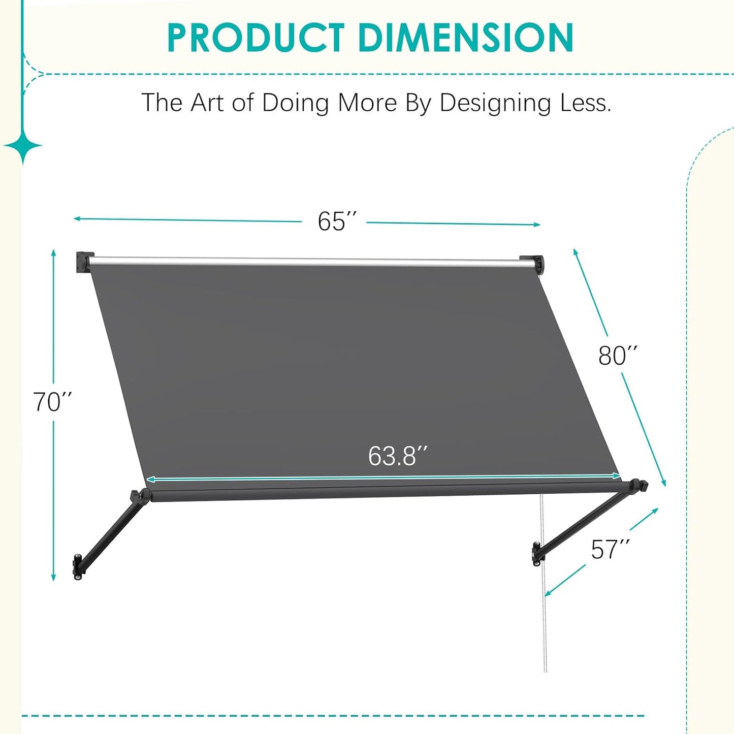 YODOLLA Retractable Awning, Manual Outdoor Awnings, Dark Grey