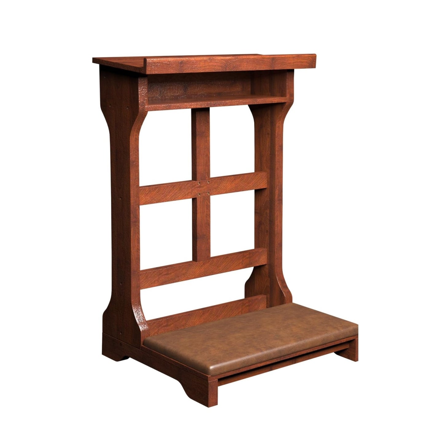 YODOLLA Acacia Wood Prayer Kneeler Bench with Storage Shelf & Soft Cushion