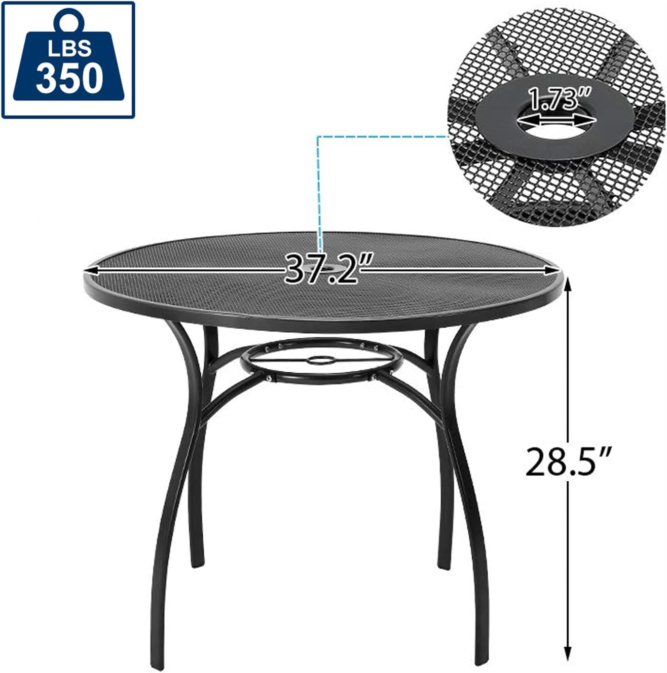 YODOLLA Metal Patio Table with Umbrella Hole