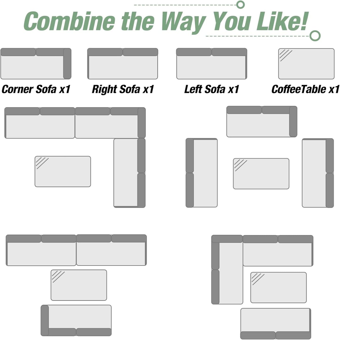 YODOLLA Modern Metal Patio Set, 7-Piece, Grey