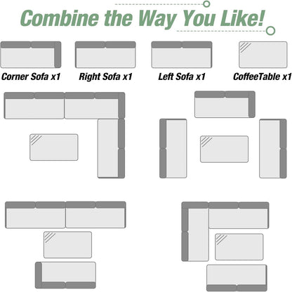 YODOLLA Modern Metal Patio Set, 7-Piece, Grey