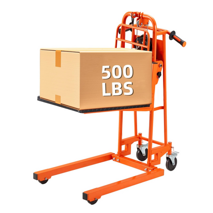 YODOLLA Material Lift Winch Stacker Manual Pallet Truck Dolly with Lockable Swivel Casters