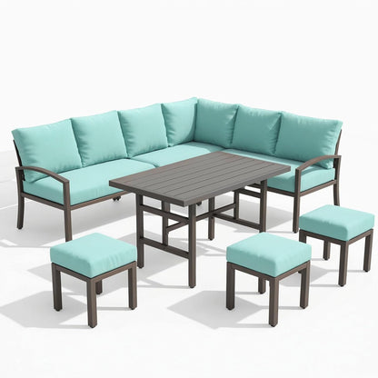 YODOLLA 7 Pieces Metal Patio Furniture Set, Green