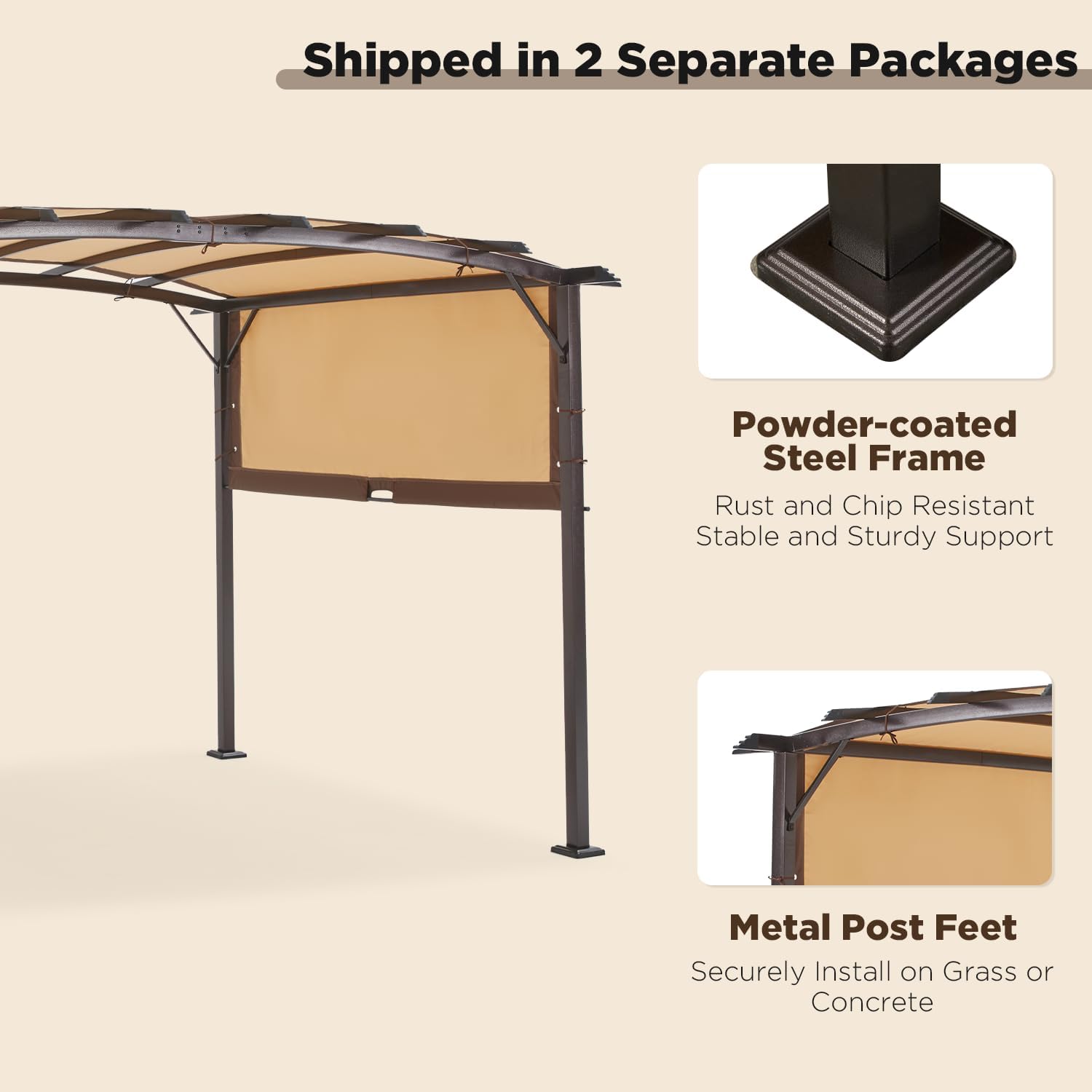YODOLLA metal pergola with canopy.