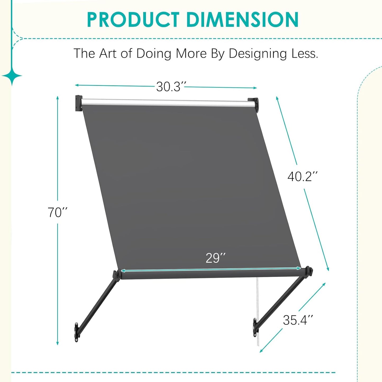 YODOLLA Retractable Awning, Manual Outdoor Awnings, Dark Grey