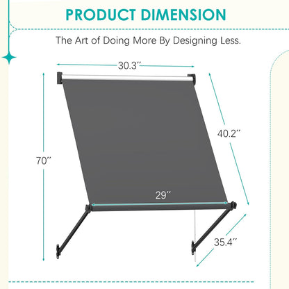 YODOLLA Retractable Awning, Manual Outdoor Awnings, Dark Grey