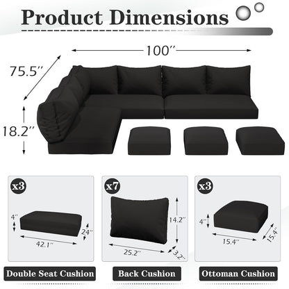 YODOLLA Memory Foam Cushions and Covers, Black