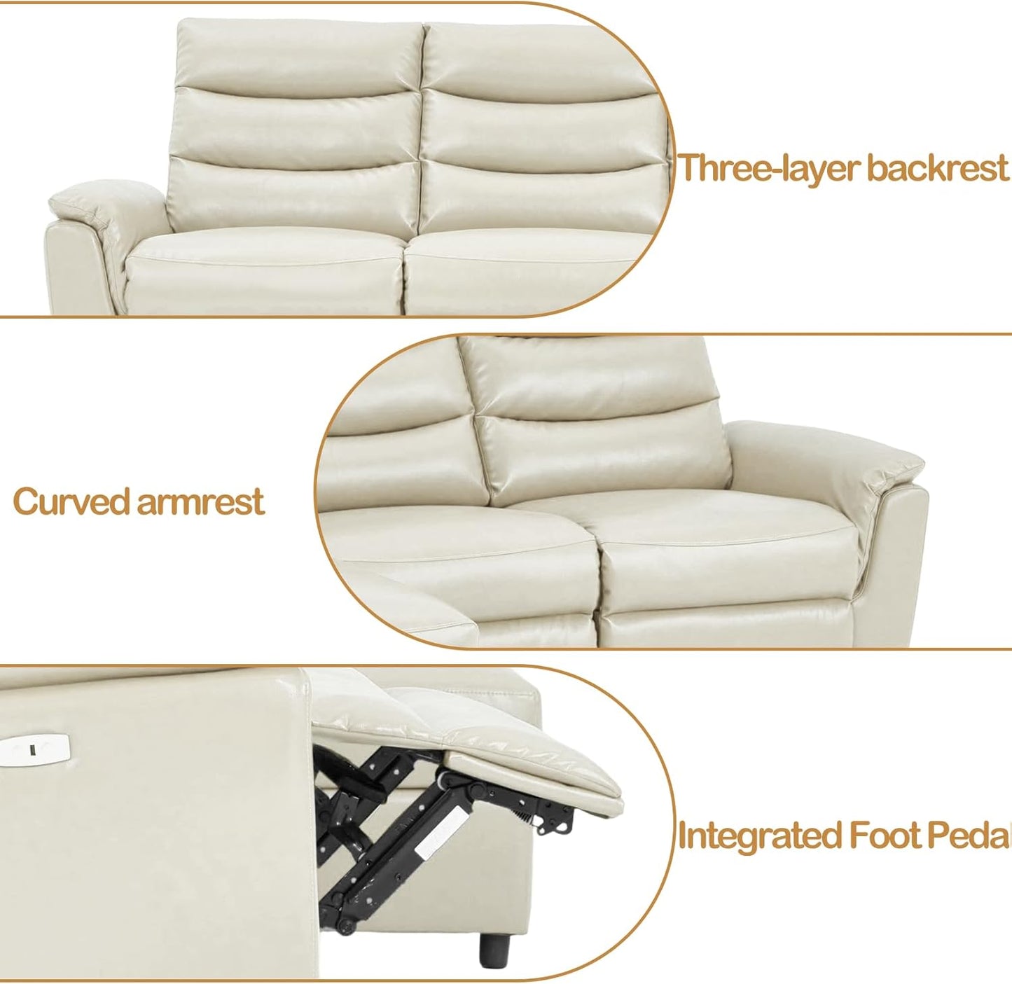 YODOLLA PU Leather Power Reclining Sectional Sofa