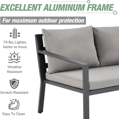 YODOLLA Modern Metal Patio Set, 7-Piece, Grey