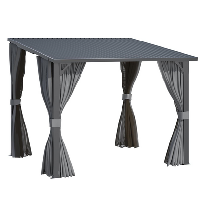 YODOLLA 2.4x2.4m Lean-to Gazebo with Curtains and Mosquito Netting